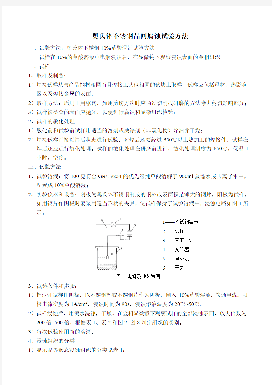 奥氏体不锈钢晶间腐蚀试验