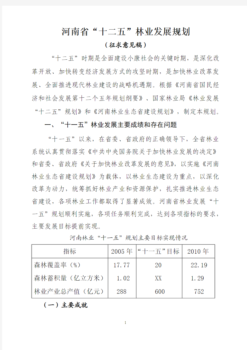 河南省林业十二五规划