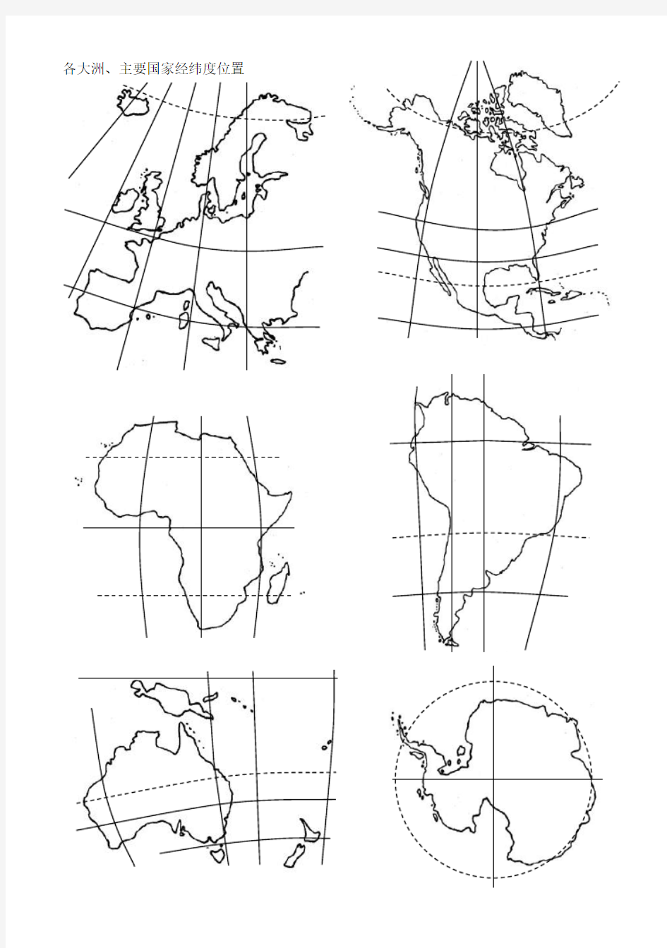 七大洲空白轮廓图