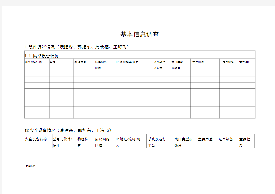 信息安全风险评估表