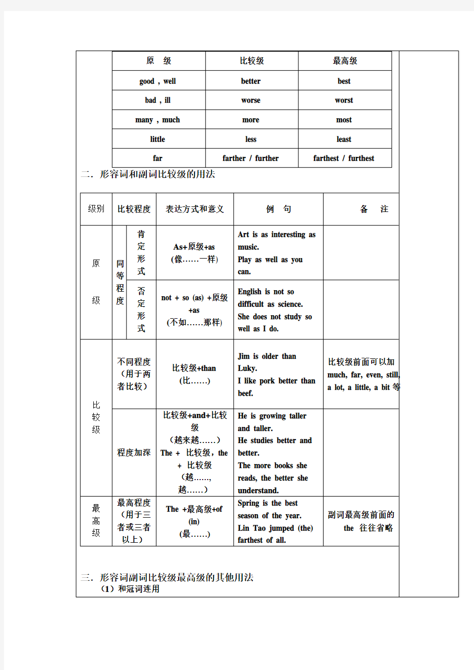 比较级与最高级讲义