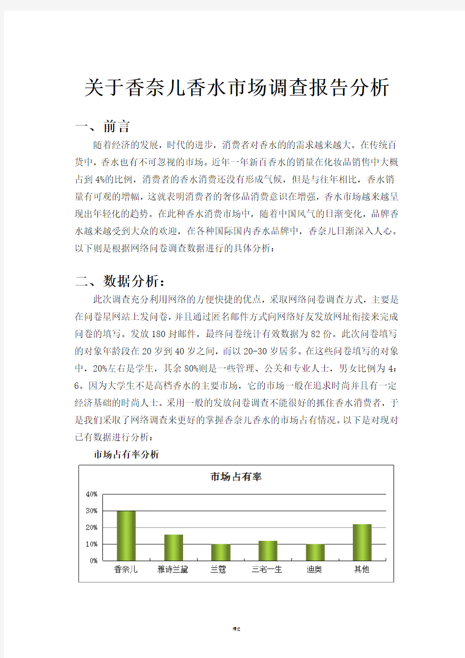 香奈儿香水市场调查报告