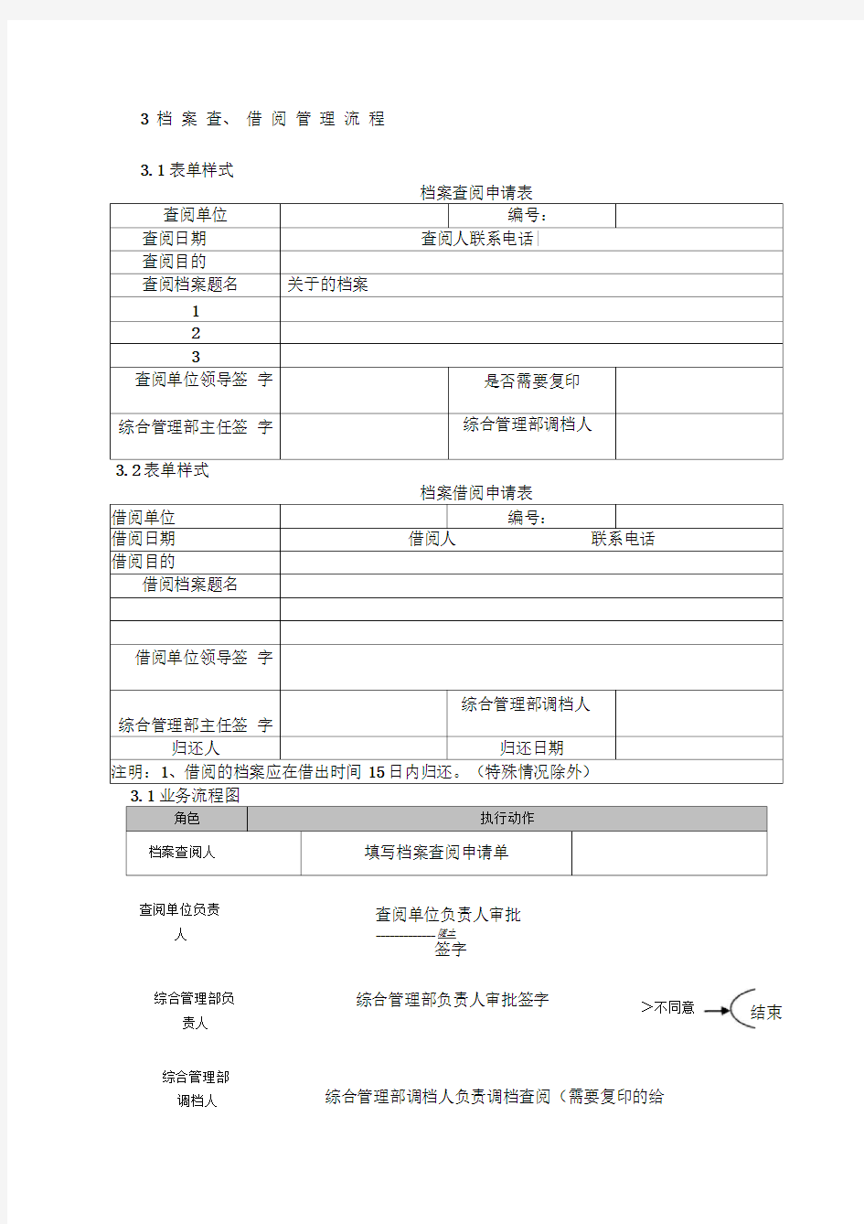 档案查借阅登记表