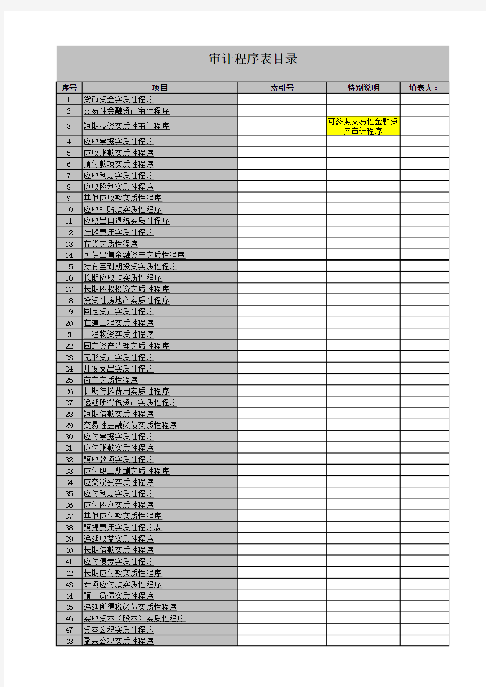 所得税费用实质性程序表(xls 页)