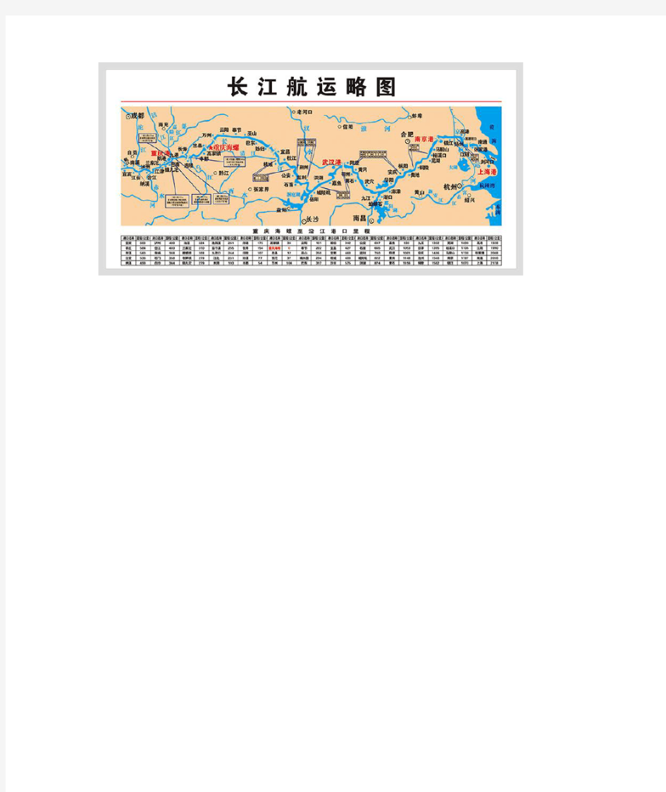 长江航运图-长江航运线路图-长江航运里程图
