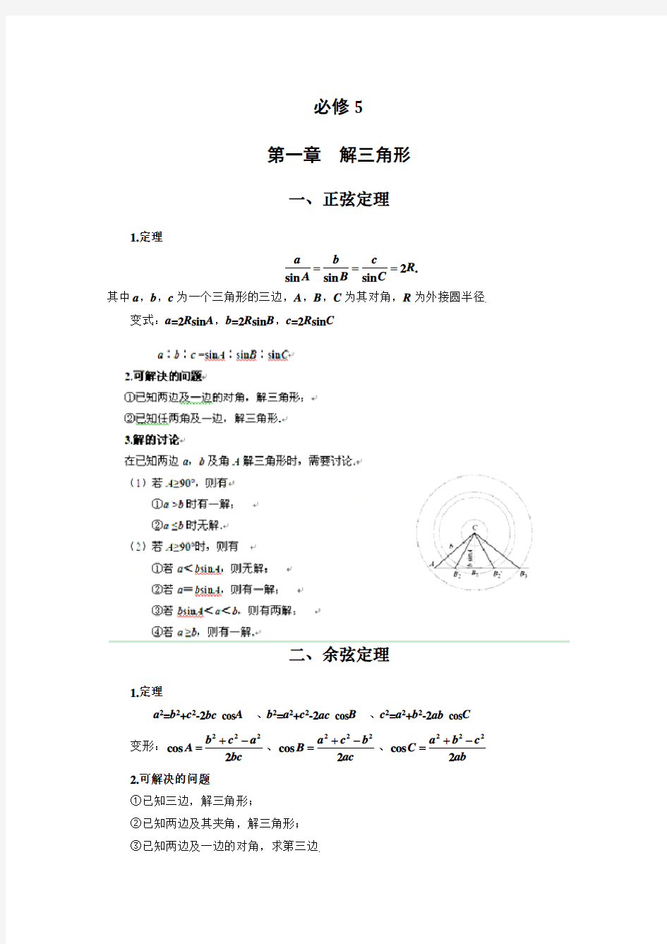 人教版高中数学必修五知识点总结