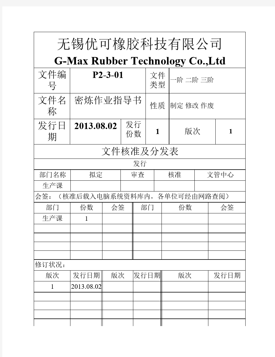 密炼作业指导书