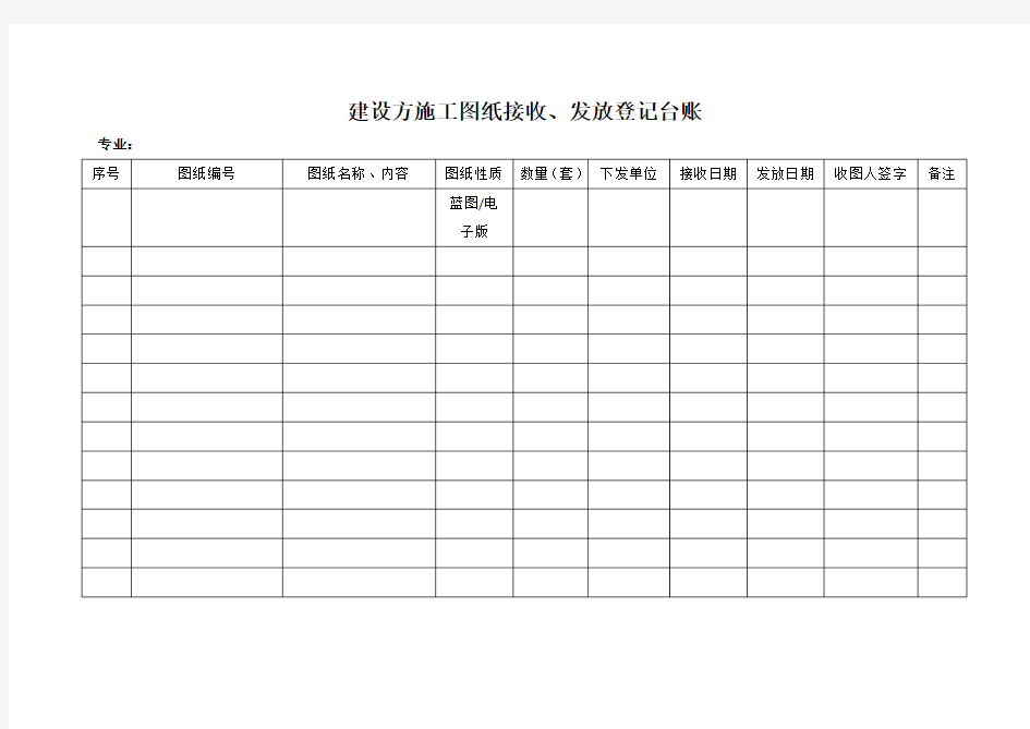 图纸发放、签收台账表