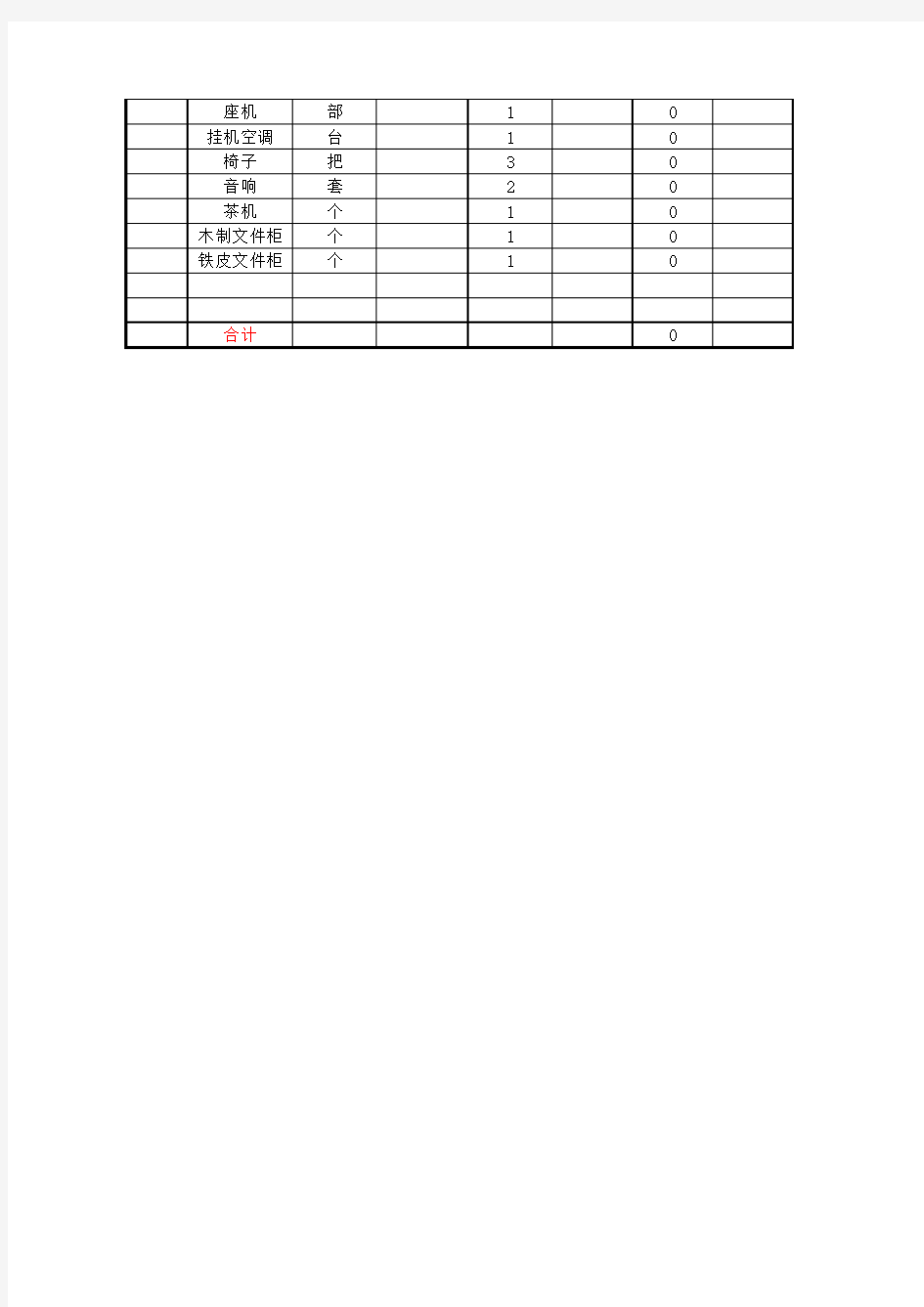 固定资产盘点月度统计表(模板)
