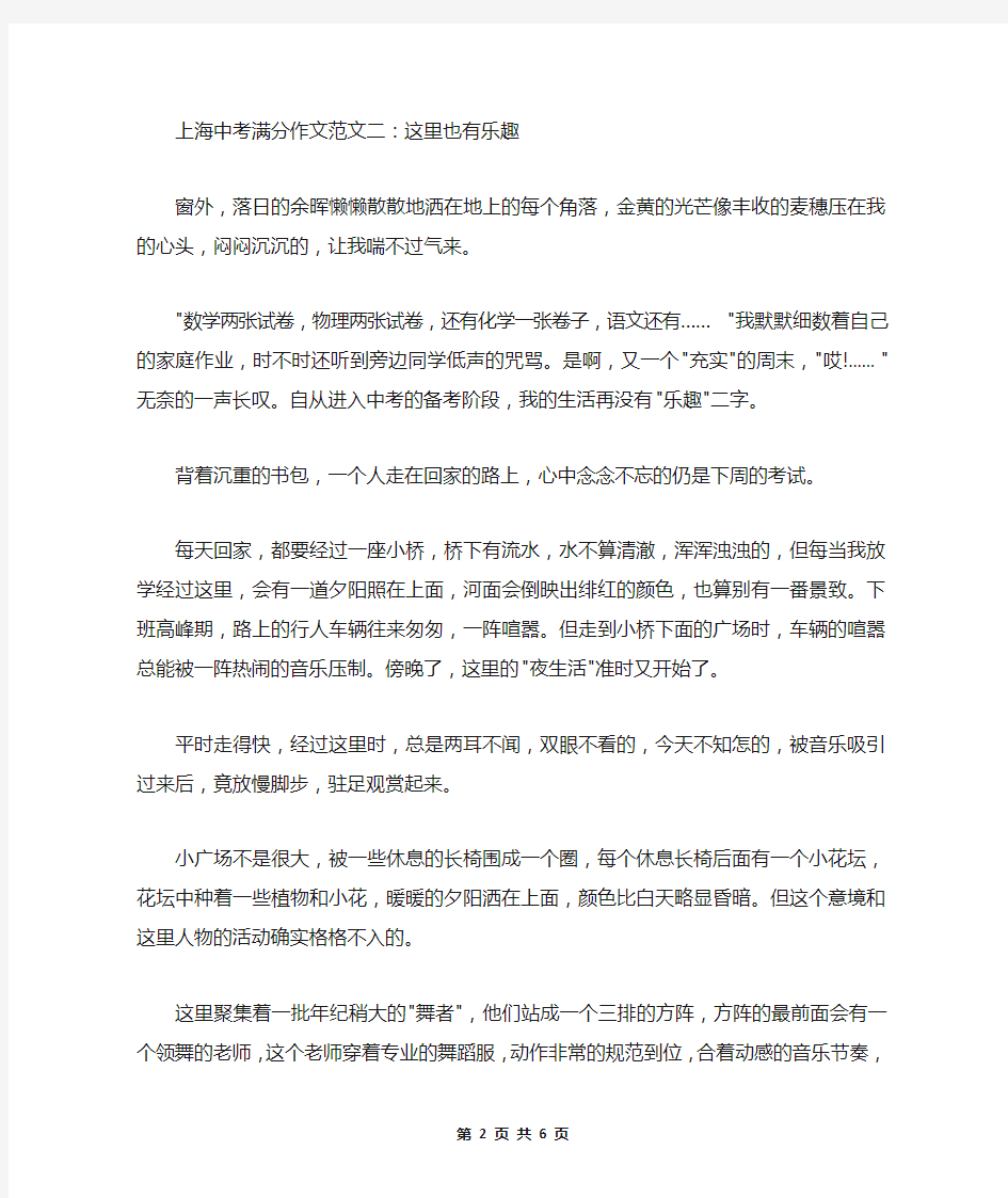最新上海中考满分作文范文4篇