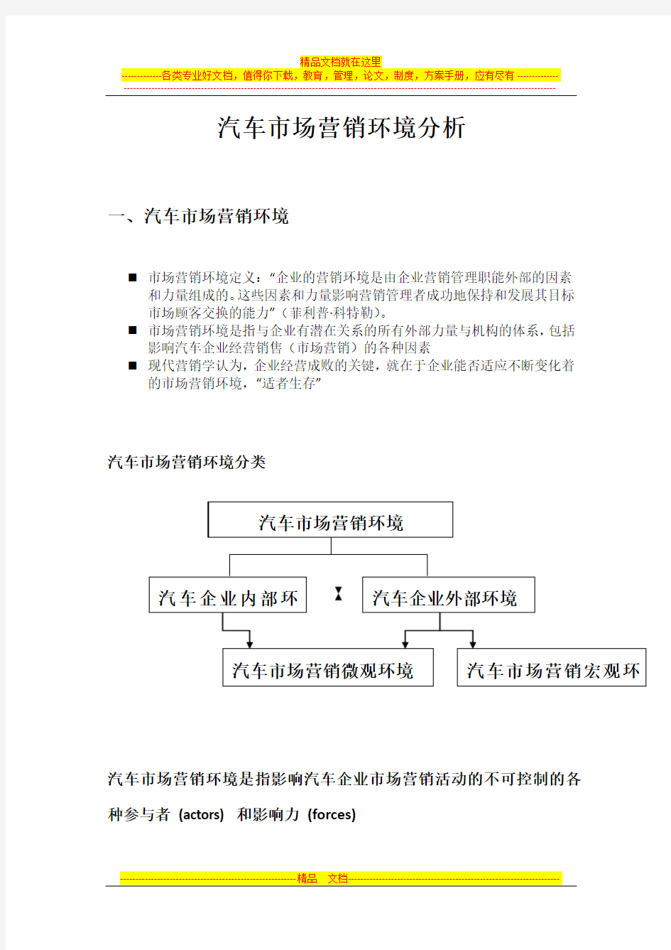 汽车市场营销环境分析