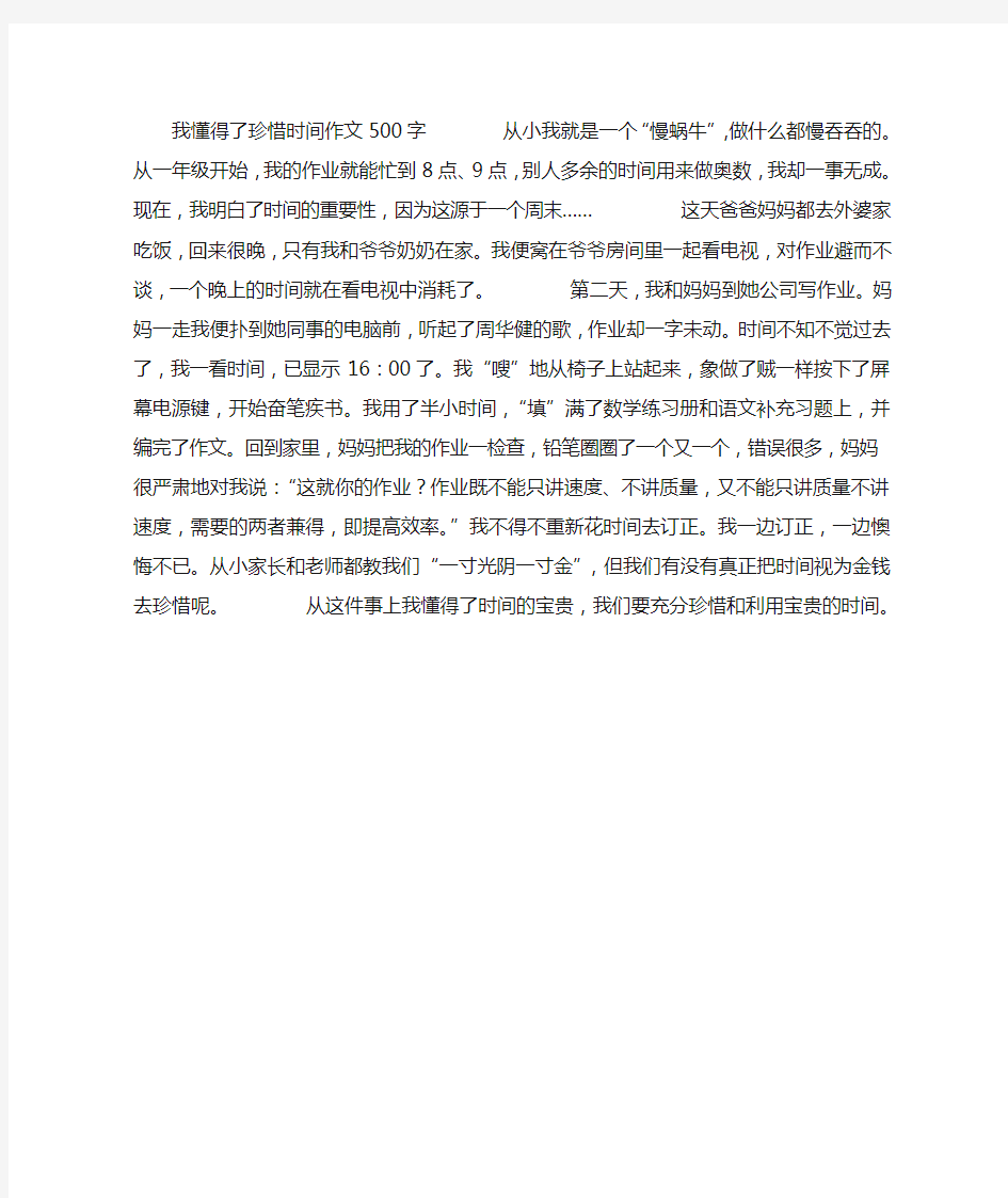 我懂得了珍惜时间作文500字