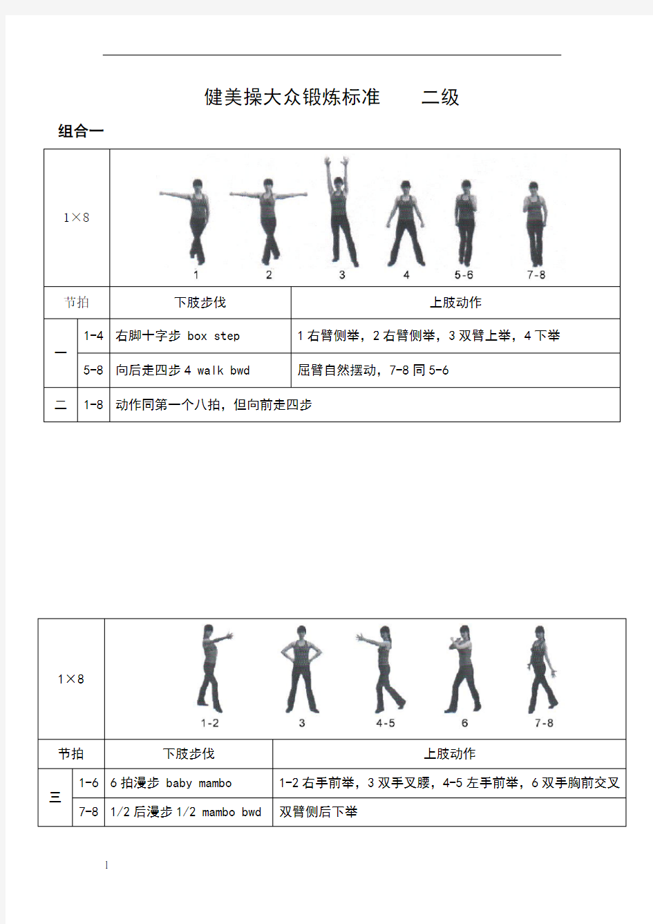 全国健美操大众锻炼标准第三套大众二级动作图解