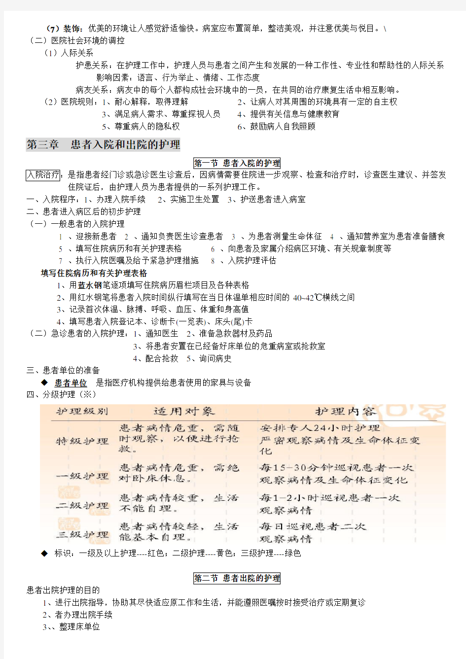 基础护理学上册重点总结