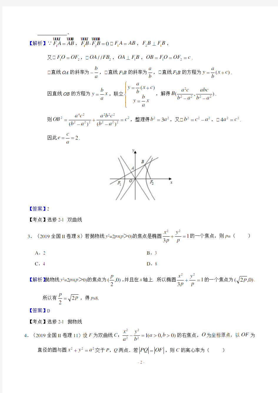 历年高考理科数学真题汇编+答案解析(6)：解析几何