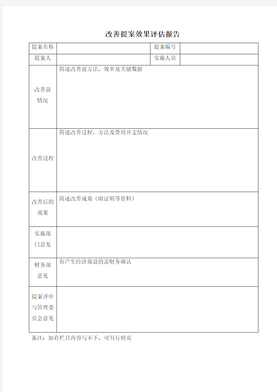 改善提案效果评估报告通用版