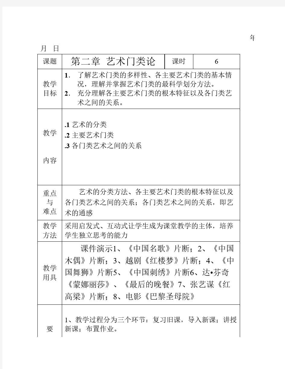 艺概第二章 艺术门类论