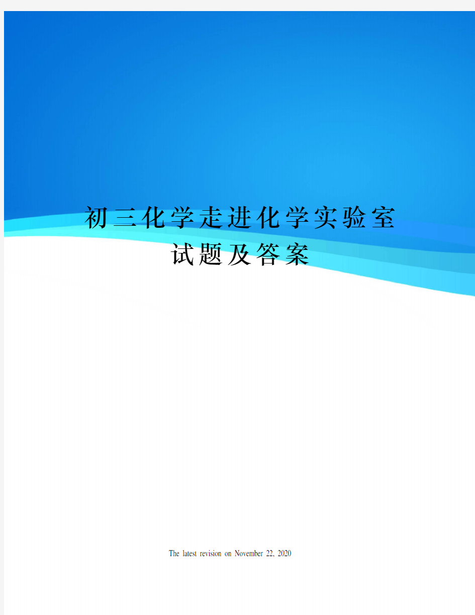 初三化学走进化学实验室试题及答案