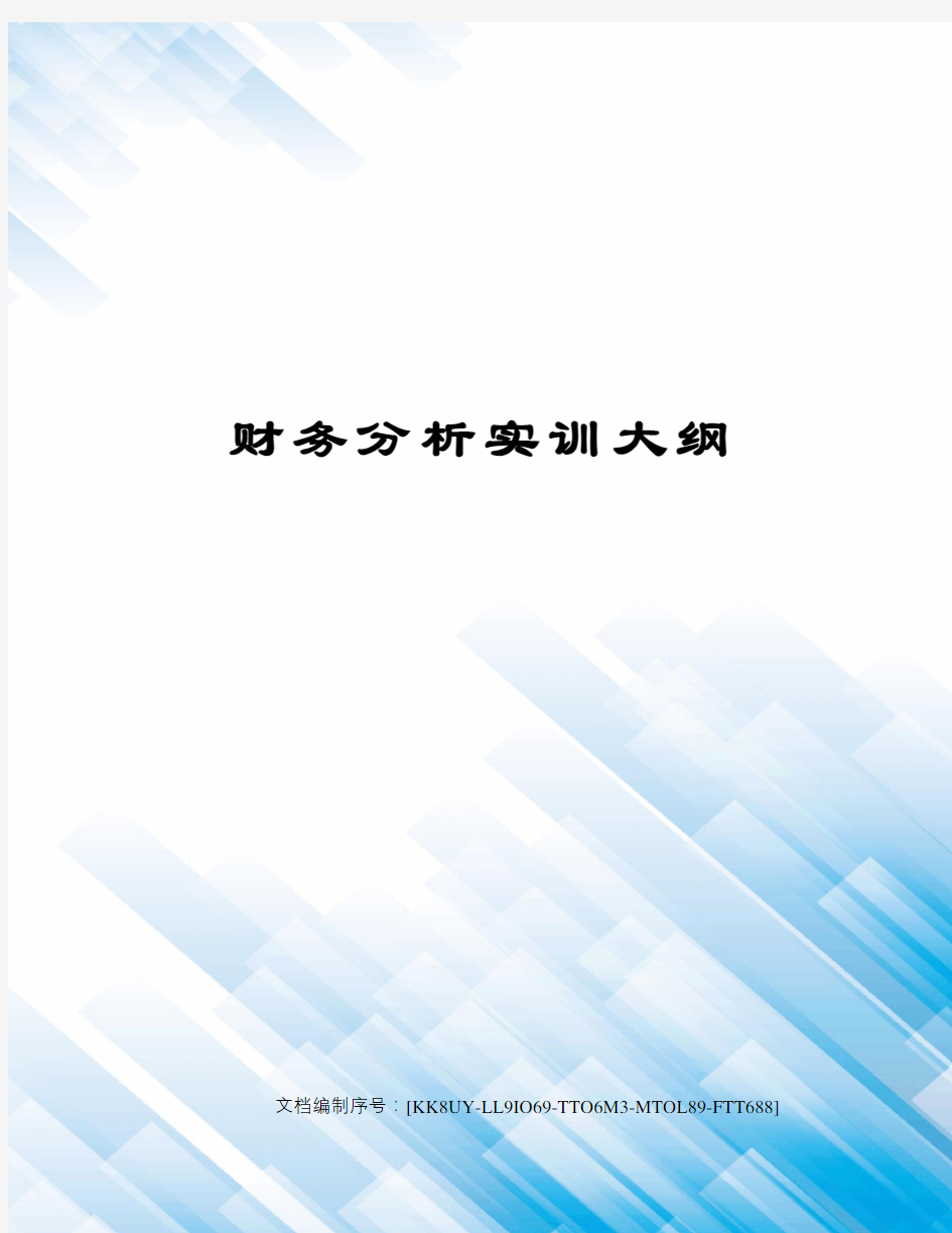 财务分析实训大纲