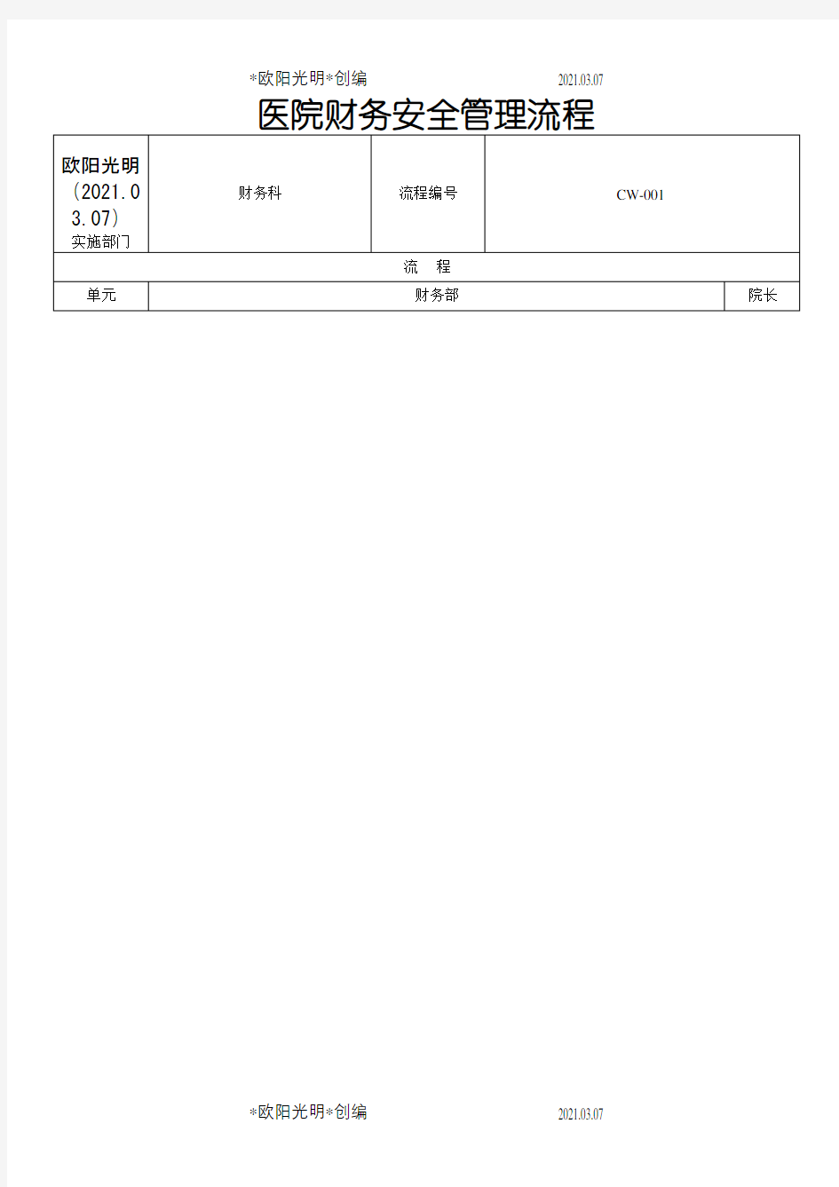 民营医院财务管理流程之欧阳光明创编