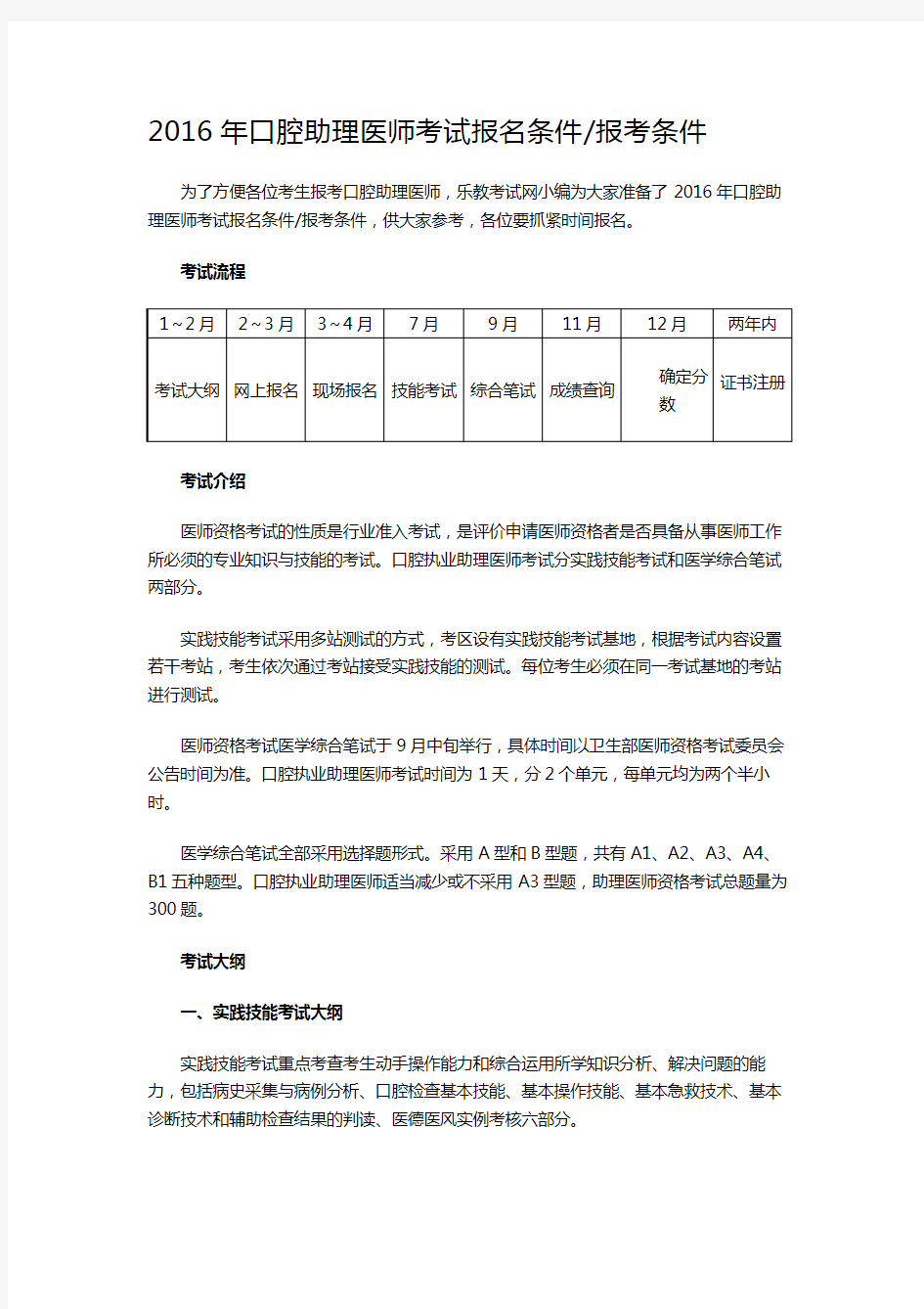 2016年口腔助理医师考试报名条件 报考条件