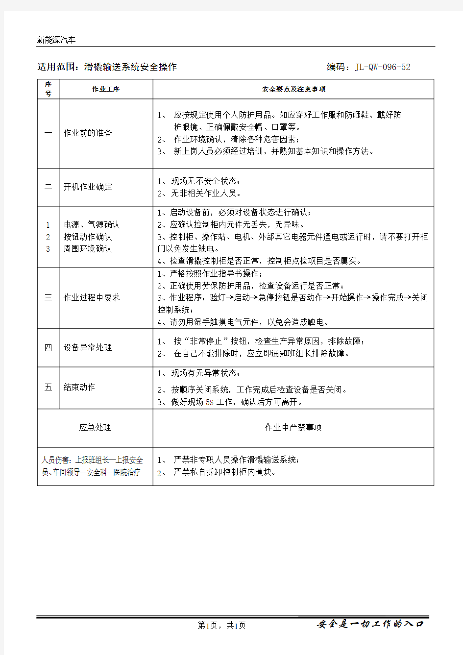 8.滑橇输送系统安全操作规程