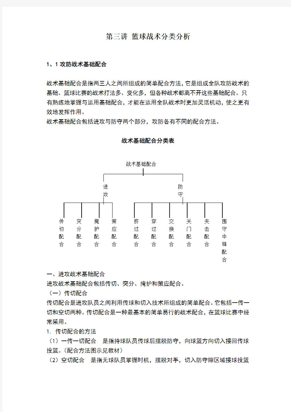 篮球战术分类分析(进攻与防守)