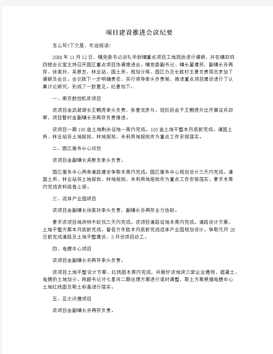 项目建设推进会议纪要