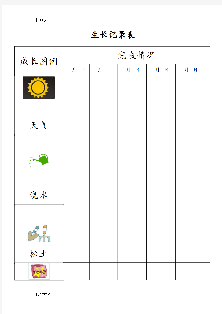 植物生长观察记录表资料