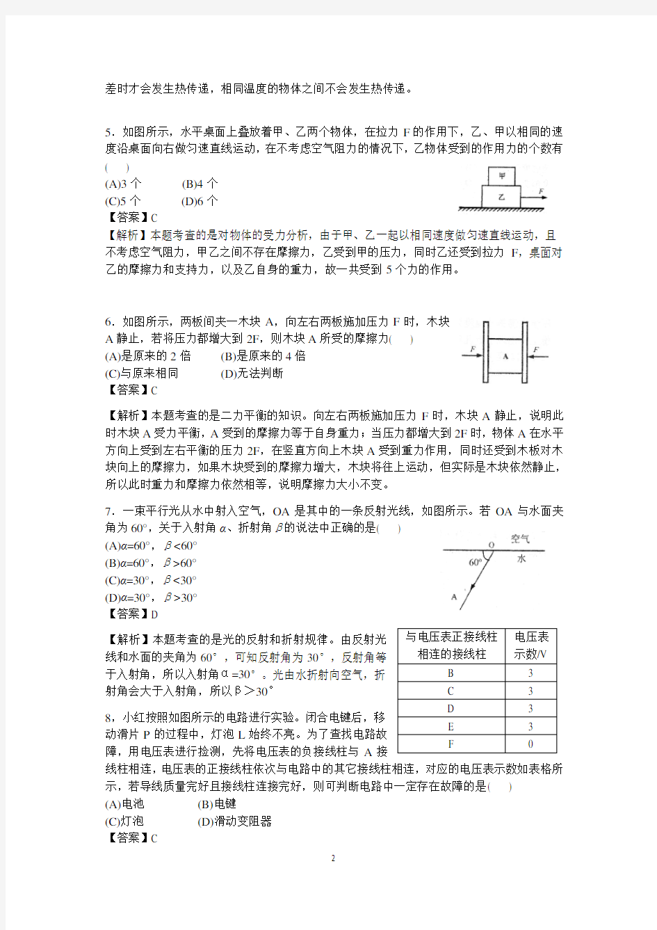 (word完整版)解析：2016年物理大同杯初赛解析