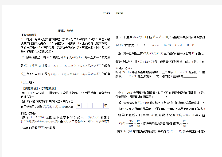 高中数学竞赛(排列组合概率)