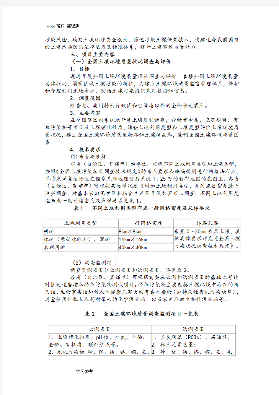 土壤污染现状调查和监测评估项目或土壤修复可行性实施计划书模板