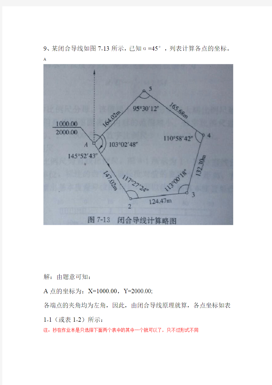 闭合导线坐标计算计算表