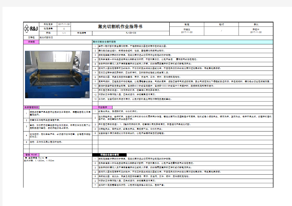 RJ-ZB-008         激光切割机作业指导书