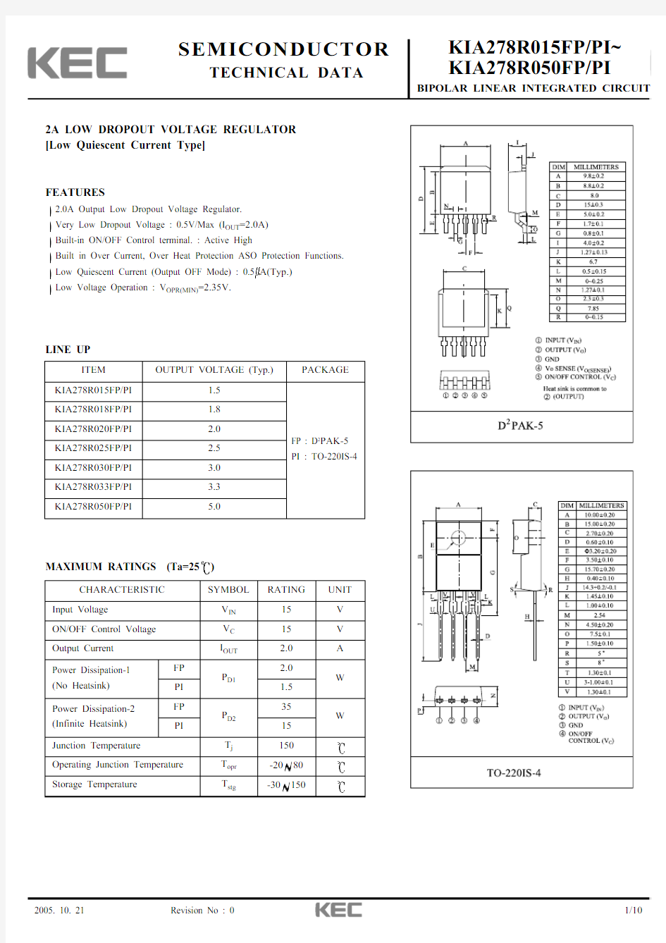 KIA278R系列整流器规格书