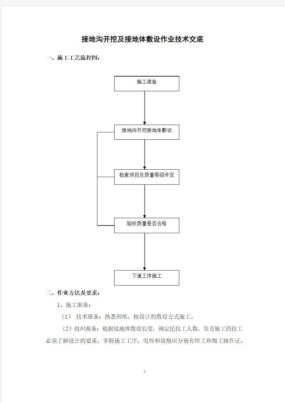 接地沟开挖及接地体敷设作业指导书