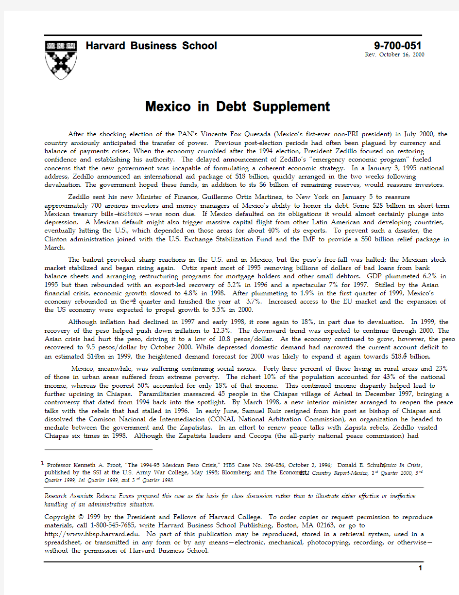 Maxico in Debt Suppletment
