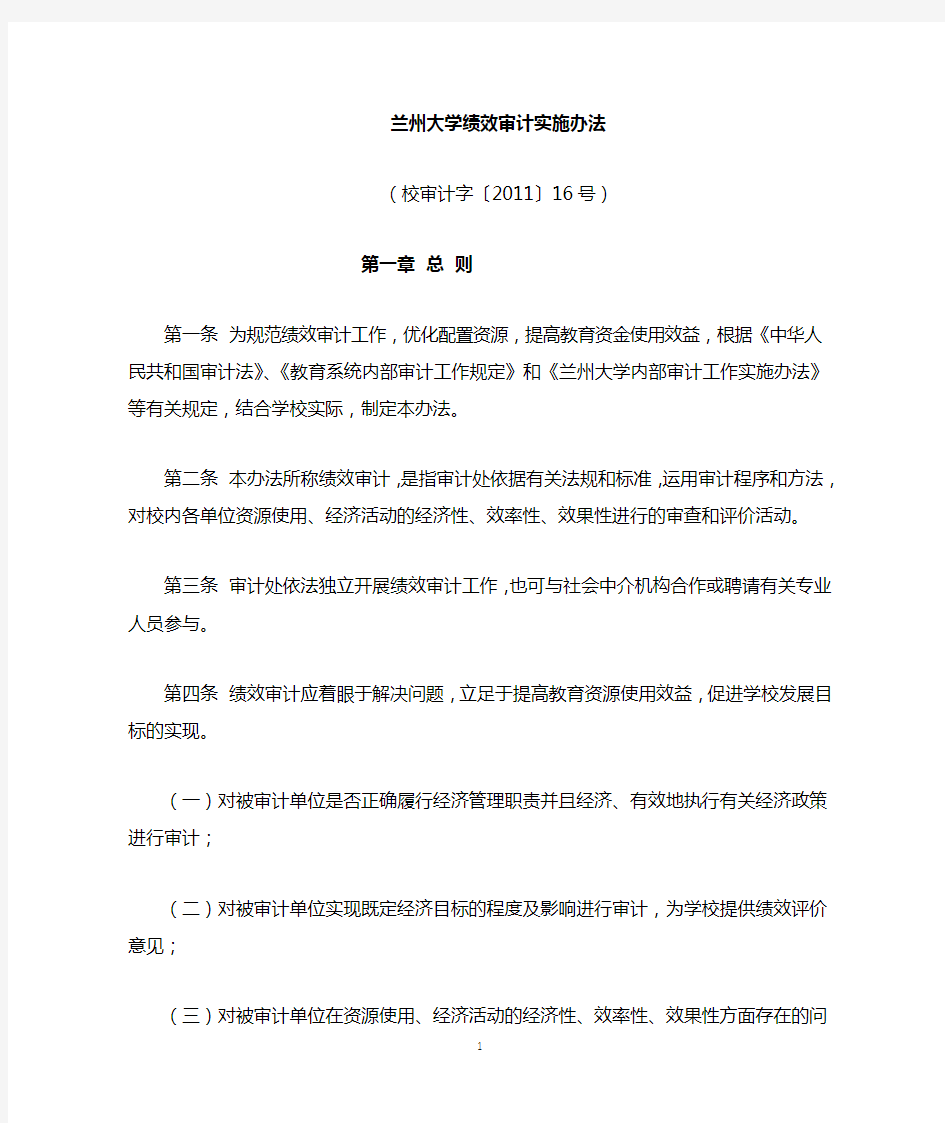 大学绩效审计实施办法