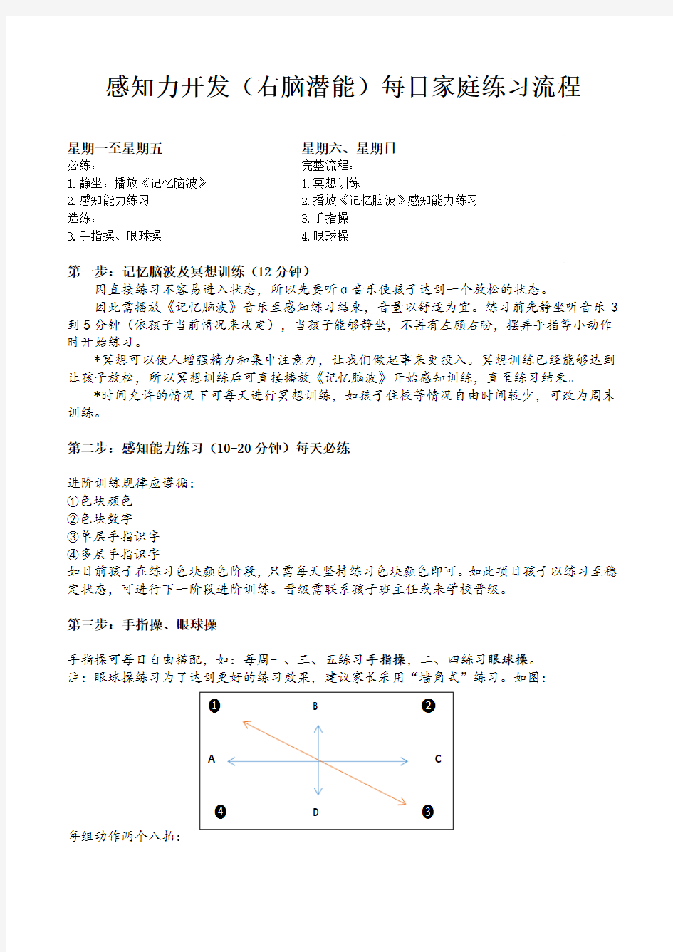 感知力开发(右脑潜能)每日家庭练习流程