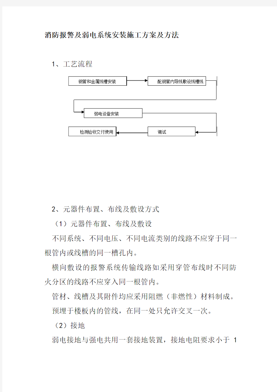 消防报警及弱电系统安装施工方案及方法