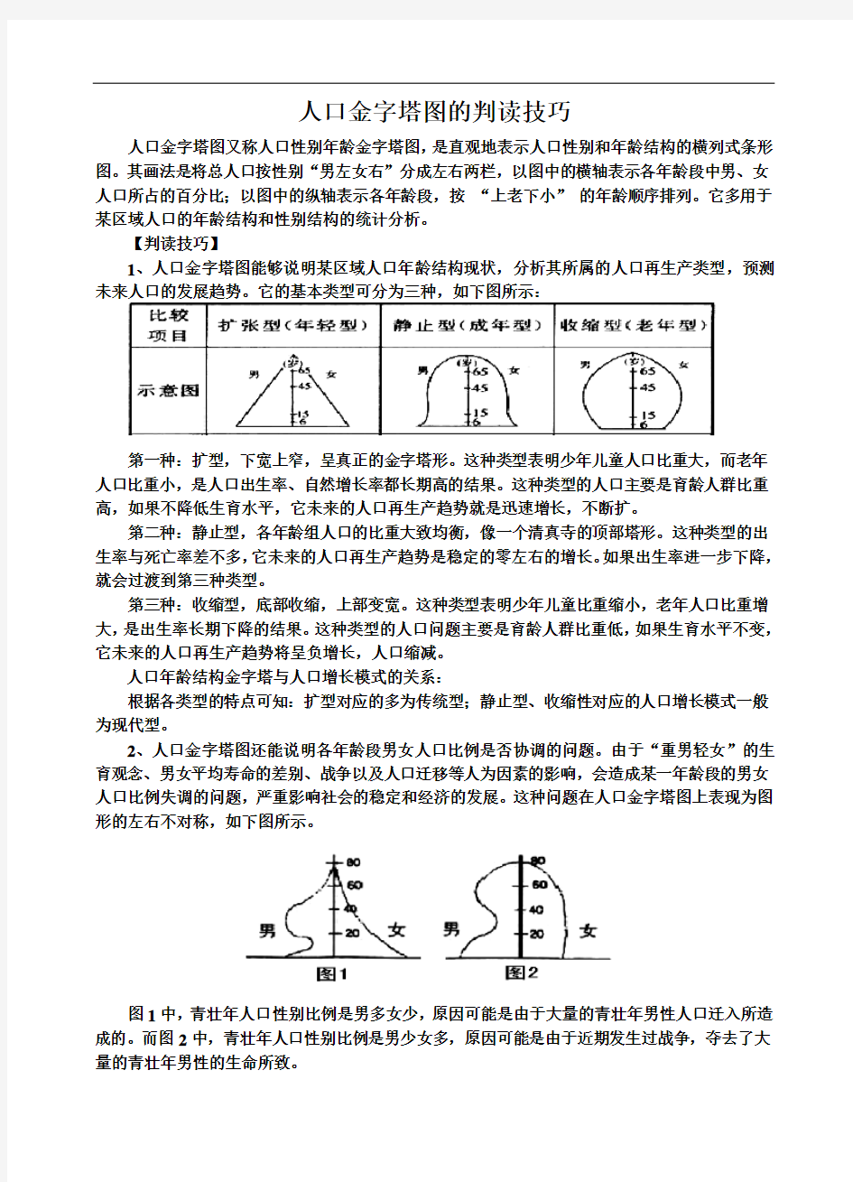 人口金字塔图的判读技巧