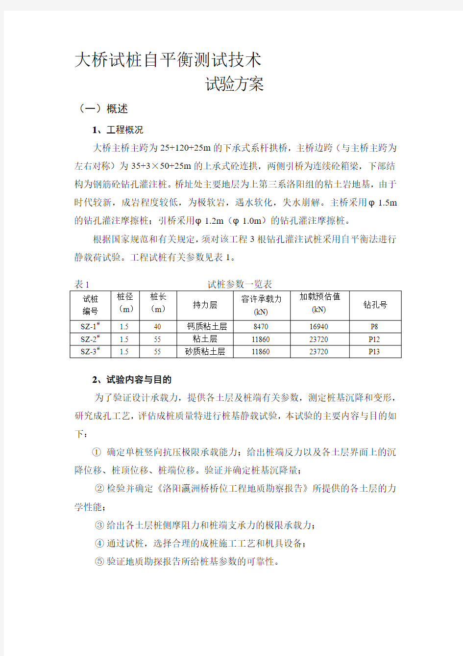 钻孔桩试桩方案