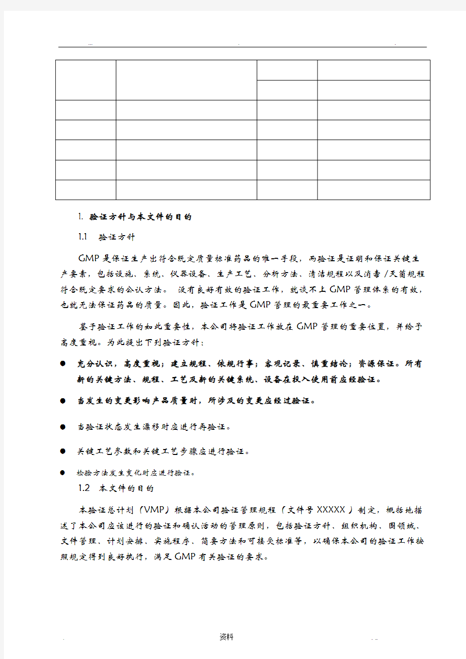 验证总计划与年度验证计划