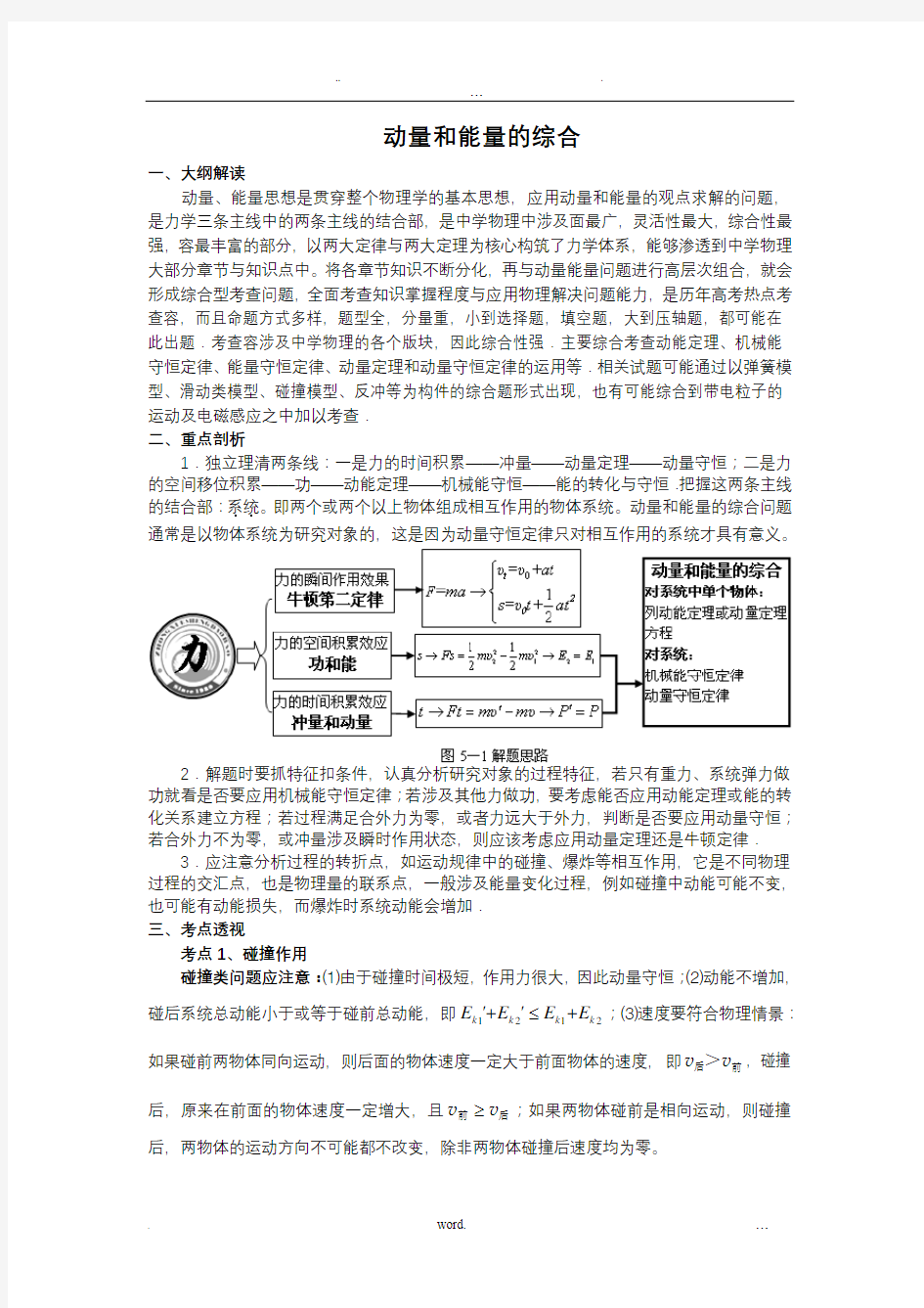 高中物理-动量和能量的综合