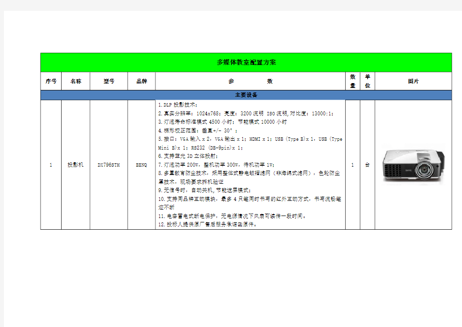 多媒体教室配置方案