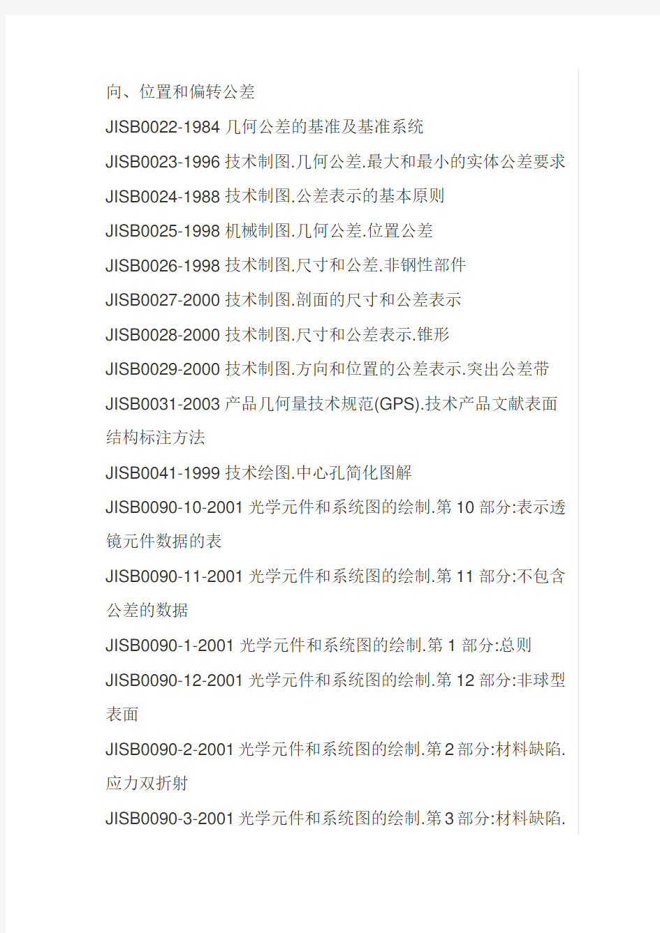 日本工业标准JIS标准—代 名称对照表
