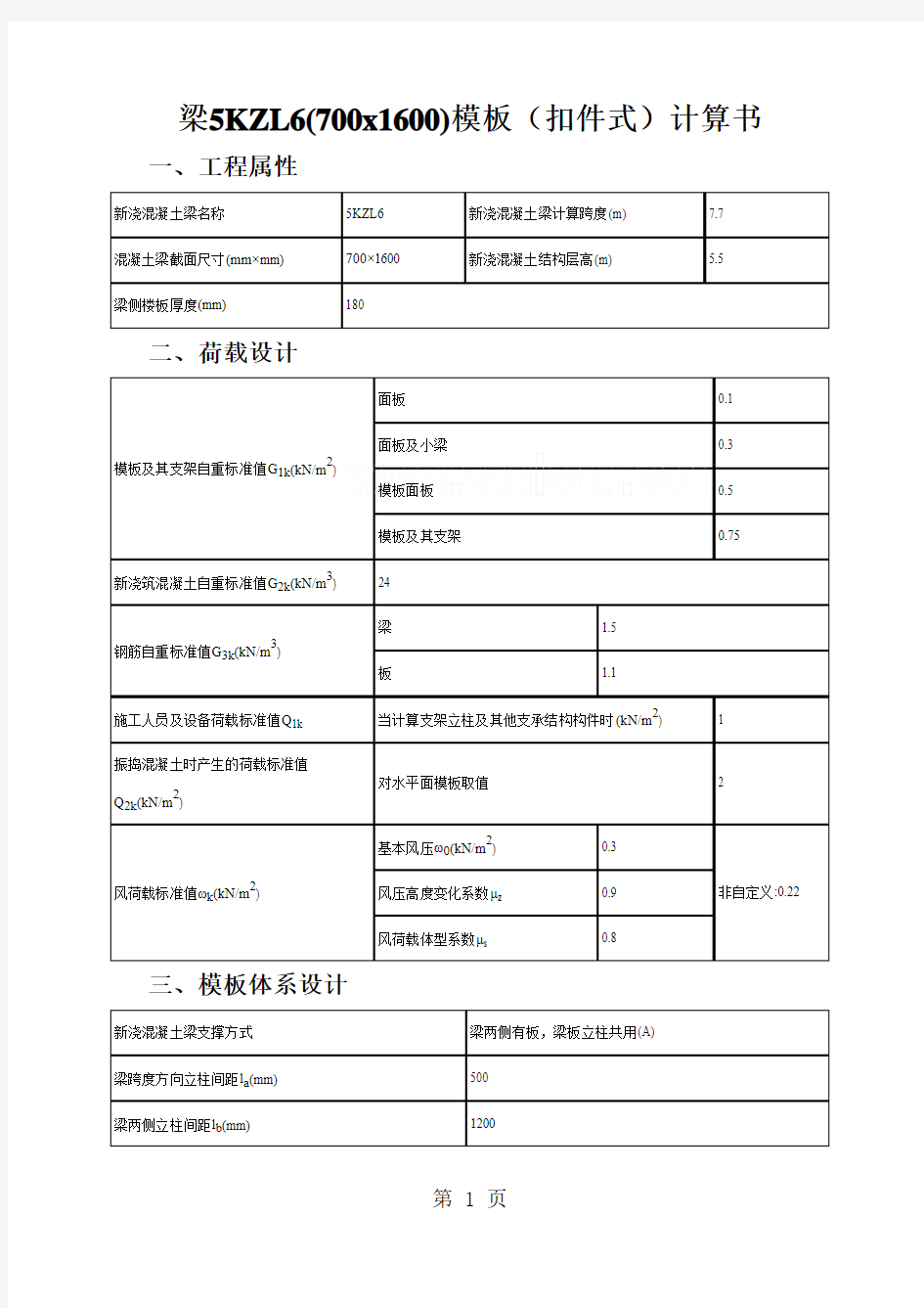 700x1600框架梁模板计算书(木胶合板)-6页文档资料