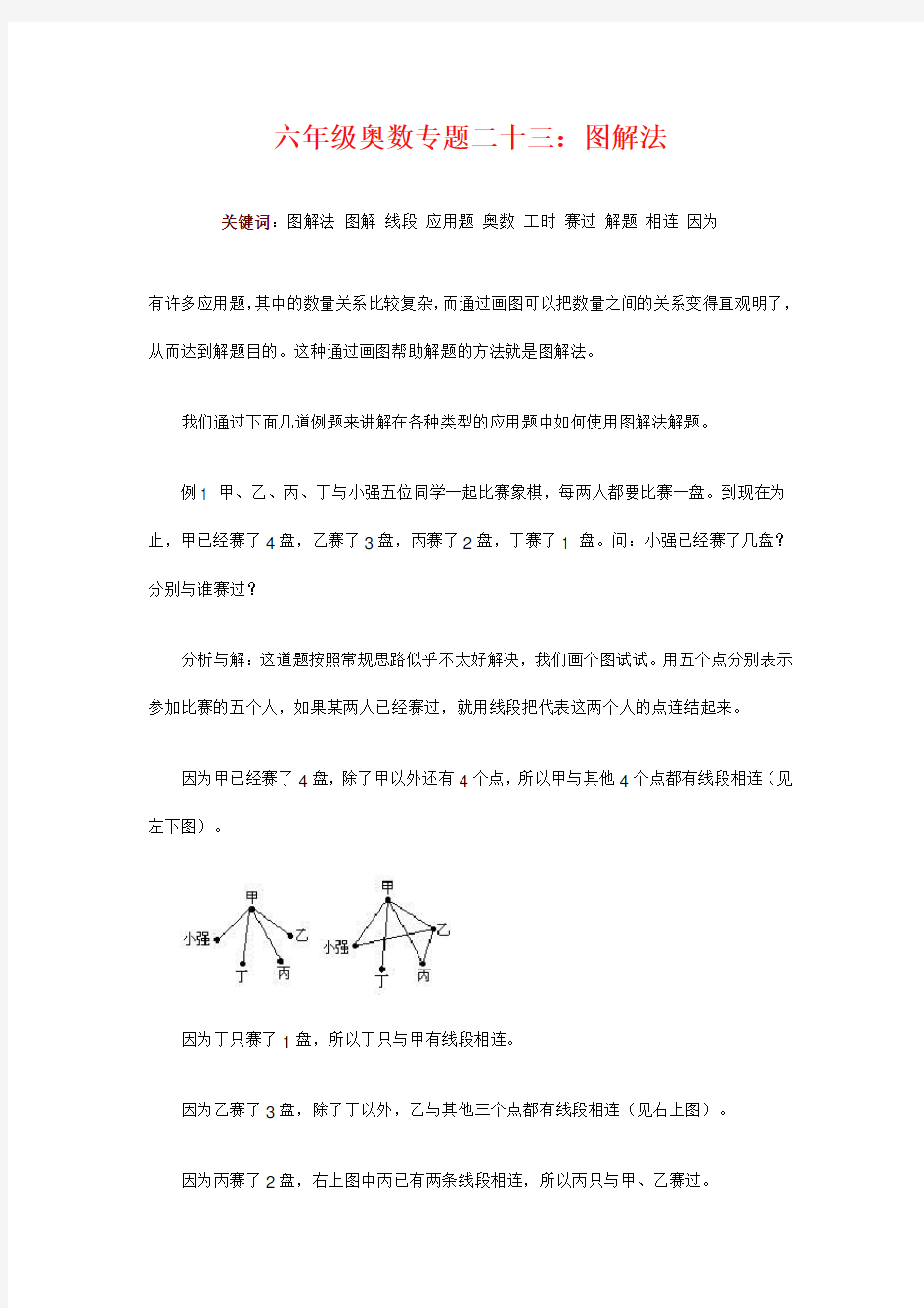 23六年级奥数专题二十三：图解法