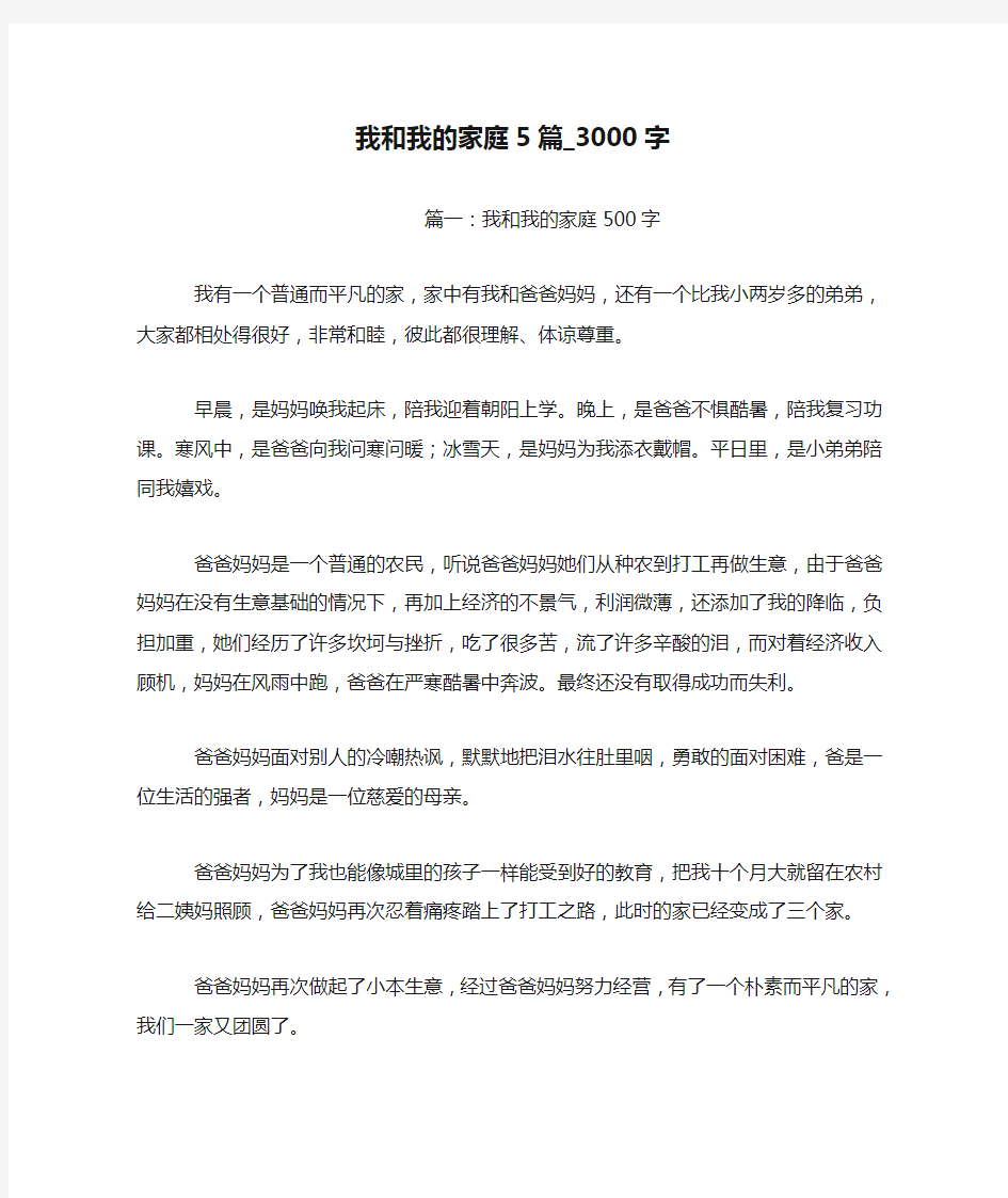 我和我的家庭5篇_3000字