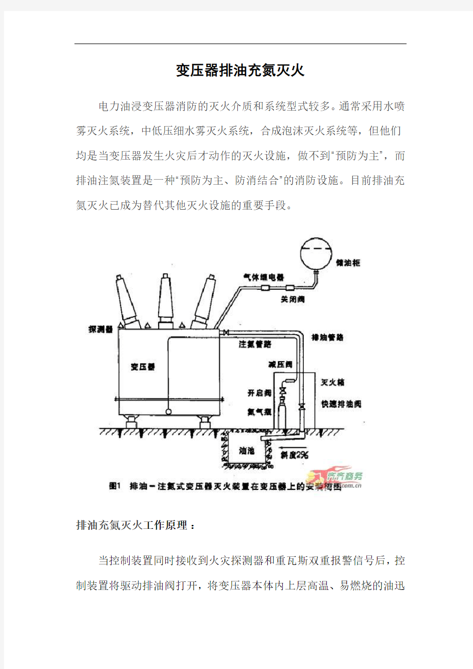 主变排油变充氮灭火装置调试方案